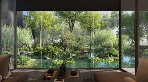 Midtown modern view out to garden